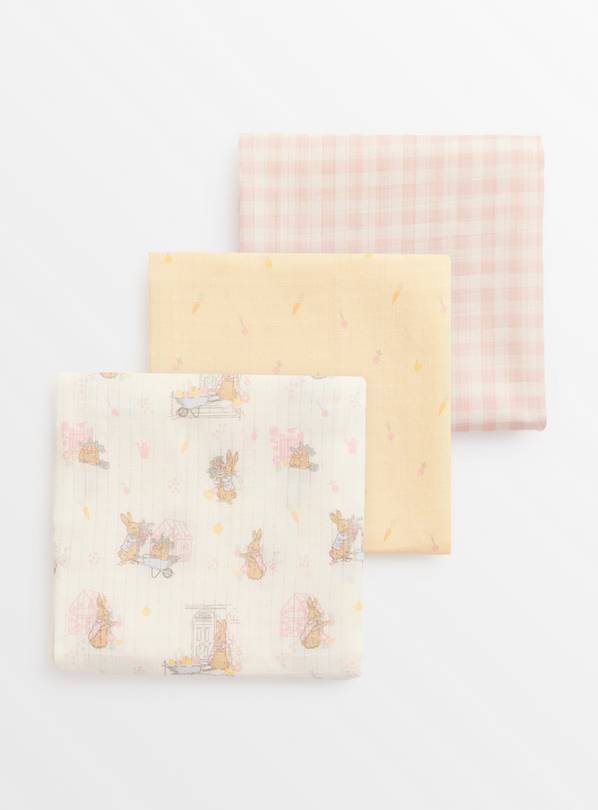 Peter Rabbit Pink Muslin Square 3 Pack One Size